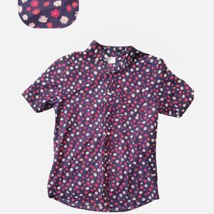 Old Navy Mens FLoral Button Down Collared Shirt Blue Sz S Cotton